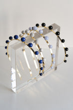 Load image into Gallery viewer, Modern Lux Hair Jewelry ESTELLE Lapis, Howlite, Blue Chalcedony, Onyx Headband in 14k gold plated metal