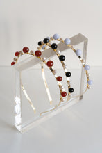 Load image into Gallery viewer, Modern Lux Hair Jewelry VICTORIA Headband set with Carnelian, Onyx, Blue Chalcedony and fresh water pearl in 14k gold plated metal 
