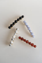 Load image into Gallery viewer, Modern Lux Hair Jewelry SELENE Barrette in Onyx, Blue Chalcedony, Howlite and Carnelian in 14k gold plated metal
