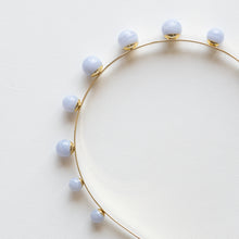 Load image into Gallery viewer, Modern Lux Hair Jewelry ESTELLE Blue Chalcedony Headband in 14k gold plated metal 
