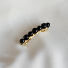 Load image into Gallery viewer, Modern Lux Hair Jewelry SELENE Onyx Barrette in 14k gold plated metal
