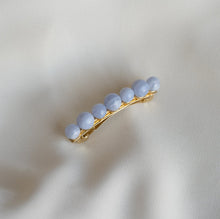 Load image into Gallery viewer, Modern Lux Hair Jewelry SELENE Blue Chalcedony Barrette in 14k gold plated metal
